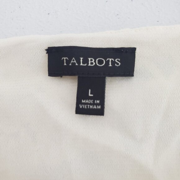 Talbots Womens Ivory Floral Lace Short Sleeve Blouse Size L Feminine Coquette - Picture 4 of 8